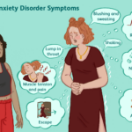 Illustration for Social Anxiety Disorder two ladies showing symtoms.